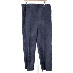 Striped Dress Pants 16 Women Blue Brown Pinstripe Classic Academia Career Casual